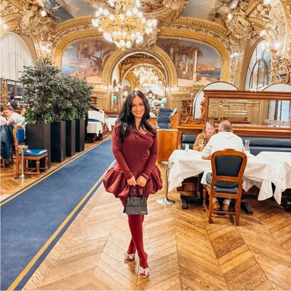 Oh Polly Burgundy Off-Shoulder Mini Dress - Picture 2 of 5